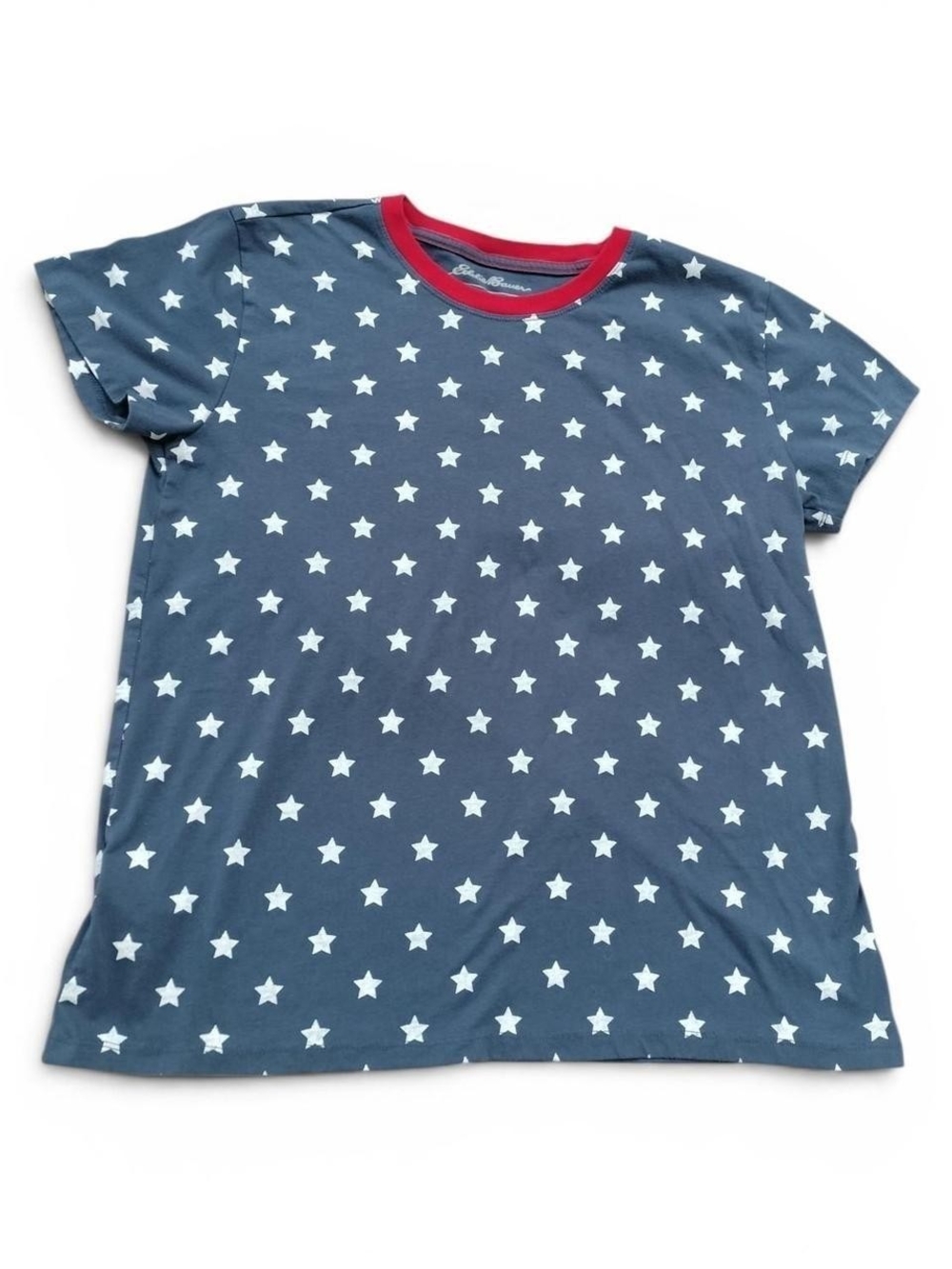 Eddie Bauer Navy Star Tee with Red Neckline